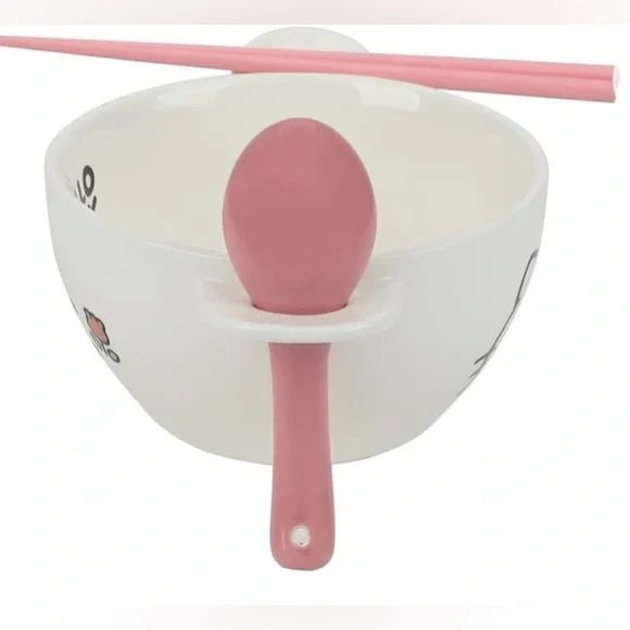 Hello Kitty Enjoy The Little Things Ramen Bowl With Spoon & Chopsticks brand new - Picture 10 of 11